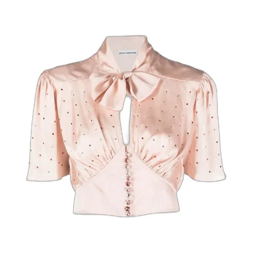 Sequin-Embellished Cropped Blouse