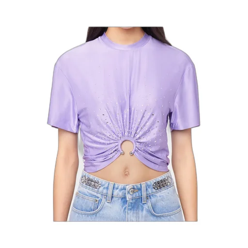 Piercing Embellished Cropped T-Shirt