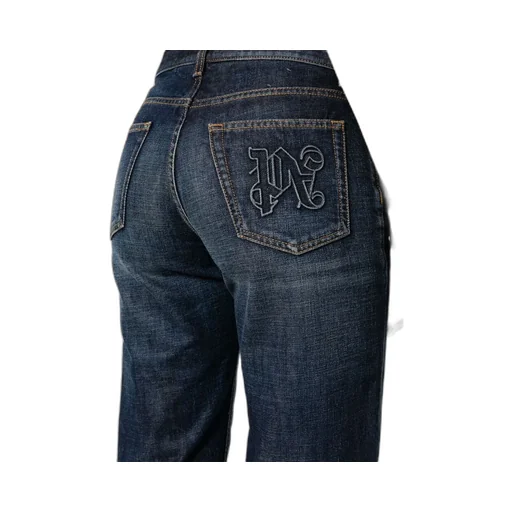 Logo-Embroidered Whiskering Effect Jeans