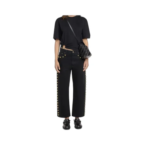 Stud Embellished Straight Leg Jeans