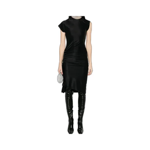 Gathered Satin Midi Dress