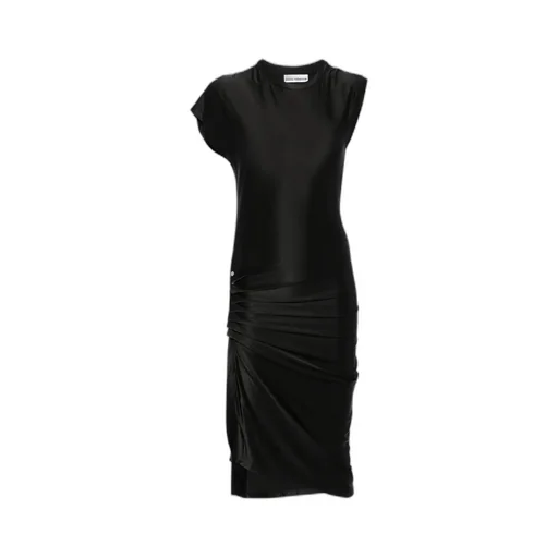 Gathered Satin Midi Dress