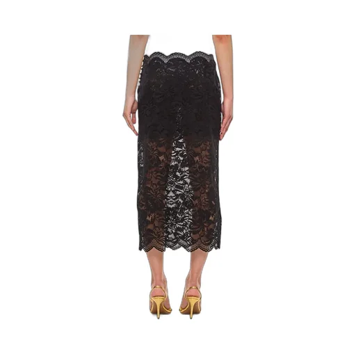 High-Waist Floral Lace Midi Skirt