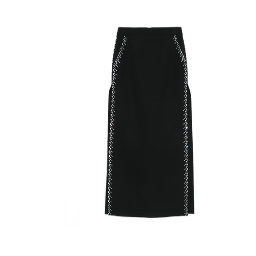 Side Slit Embellished Midi Skirt