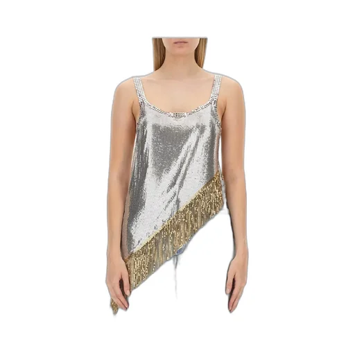 Fringed Asymmetric Chainmail Tank Top