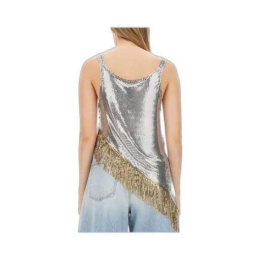 Fringed Asymmetric Chainmail Tank Top