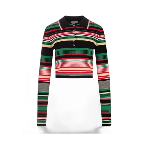 Striped Knitted Polo Top