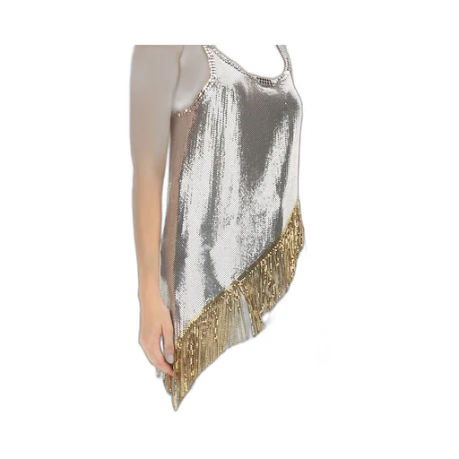Fringed Asymmetric Chainmail Tank Top