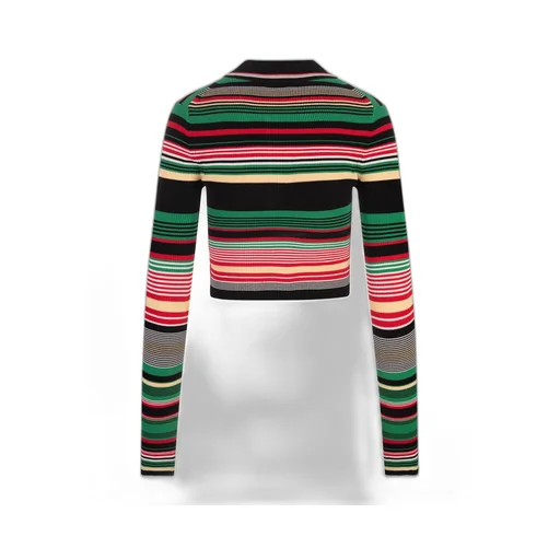 Striped Knitted Polo Top