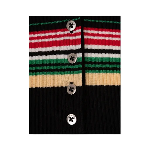 Striped Knitted Polo Top