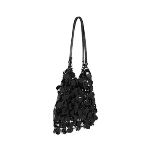 Disc Embellished Top Handle Bag