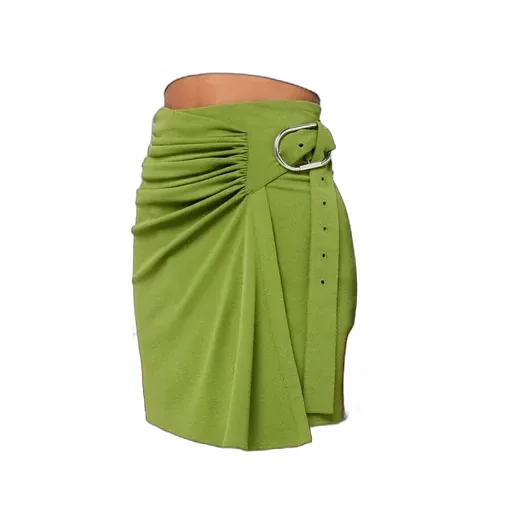 Ruched Detailed Belted Mini Skirt
