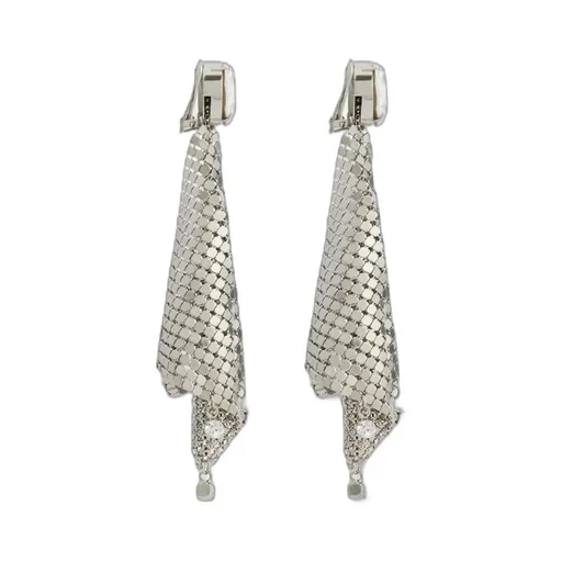 Crystal-Embellished Chainmail Drop Earrings