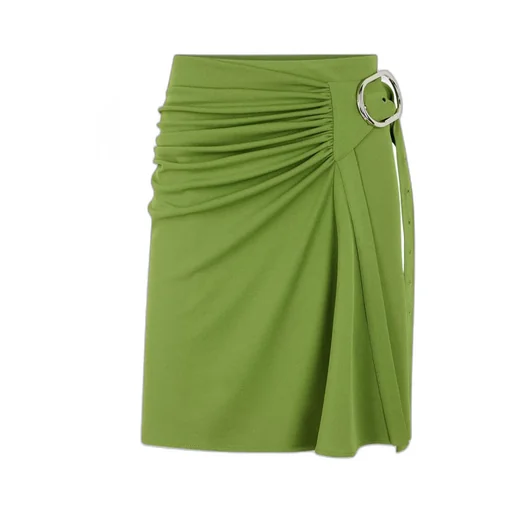 Ruched Detailed Belted Mini Skirt