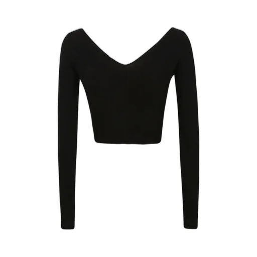 Embellished Cropped Long-Sleeve Top