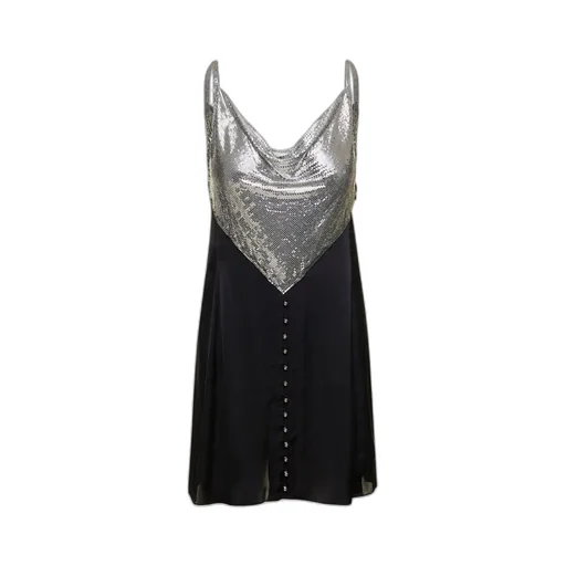 Chainmail Panelled Cowl-Neck Mini Dress