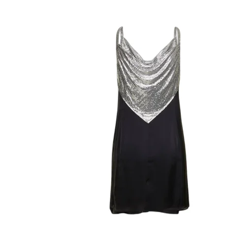 Chainmail Panelled Cowl-Neck Mini Dress