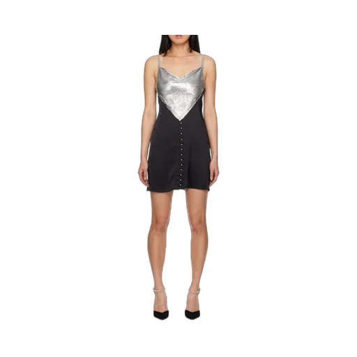 Chainmail Panelled Cowl-Neck Mini Dress