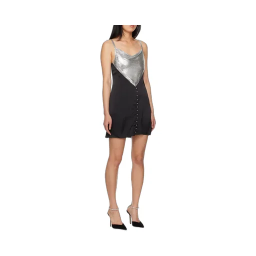 Chainmail Panelled Cowl-Neck Mini Dress