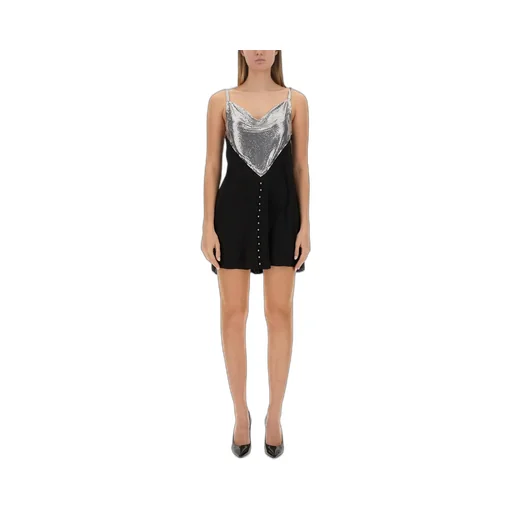 Chainmail Panelled Cowl-Neck Mini Dress
