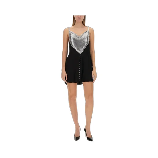 Chainmail Panelled Cowl-Neck Mini Dress