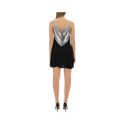 Chainmail Panelled Cowl-Neck Mini Dress