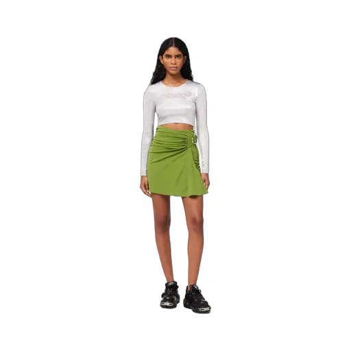 Ruched Detailed Belted Mini Skirt