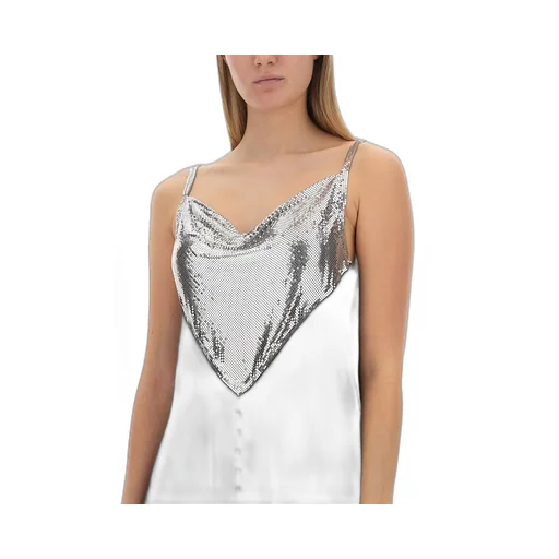 Chainmail Panelled Cowl-Neck Mini Dress