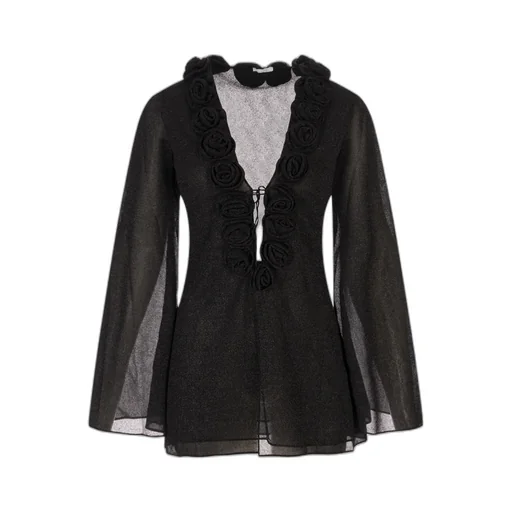 Self-Lacing V-Neck Long Sleeve Mini Dress