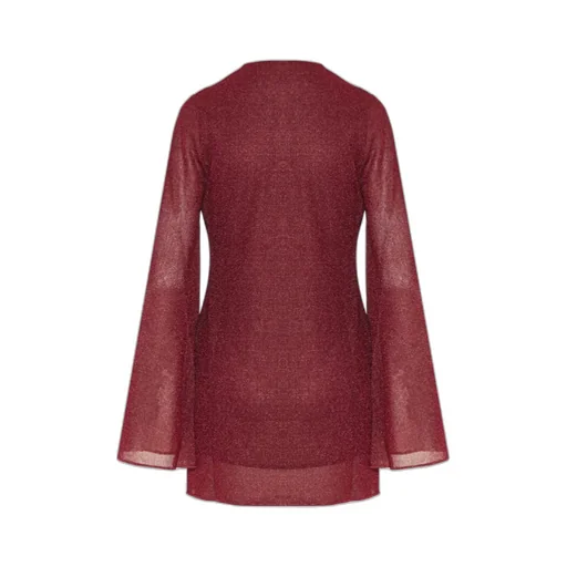 Shell-Detail Flared-Sleeve Mini Dress