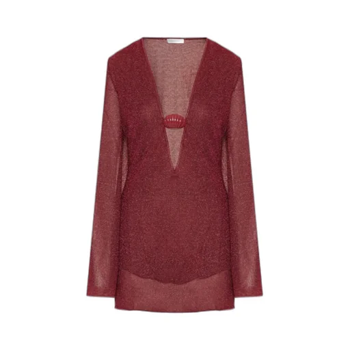 Shell-Detail Flared-Sleeve Mini Dress