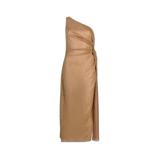 Knot-Embellished Metallic Midi Dress