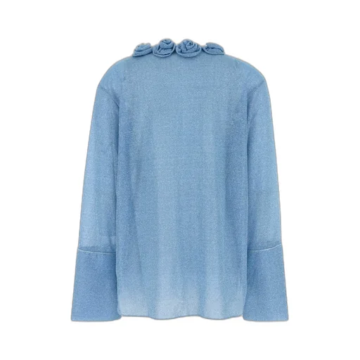 Rose-Embellished Lurex Cardigan