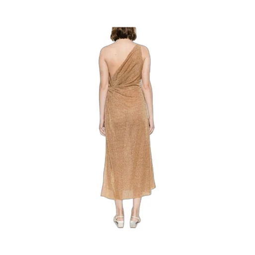 Knot-Embellished Metallic Midi Dress