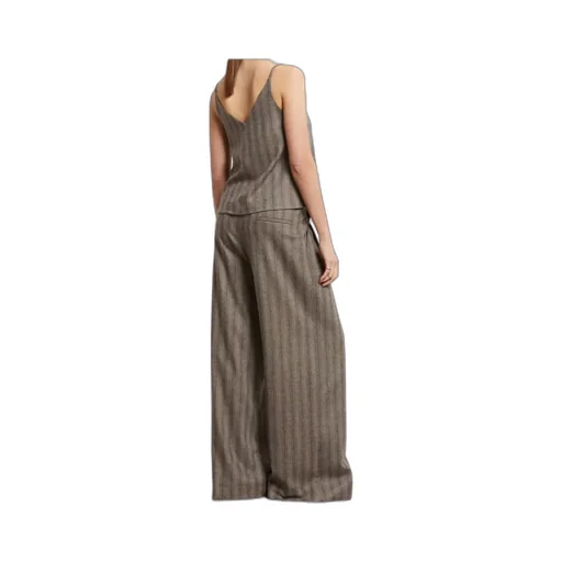 Pinstripe Wide-Leg Pants