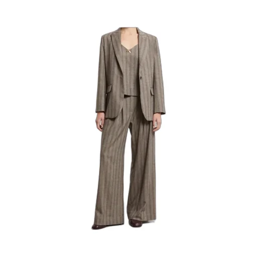 Pinstripe Wide-Leg Pants