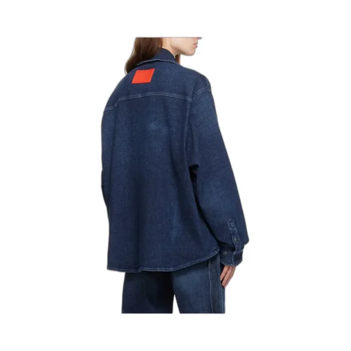 Square-Neck Long-Sleeved Denim Shirt