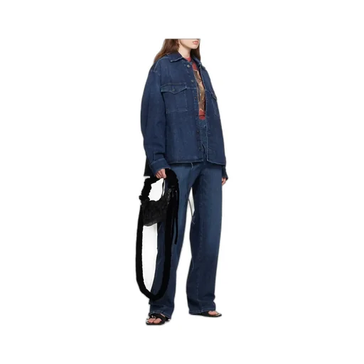 Square-Neck Long-Sleeved Denim Shirt