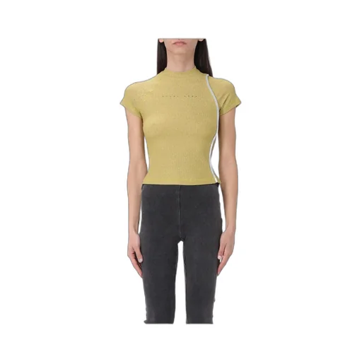 Logo-Printed Lurex-Detailed Ribbed-Knit Top