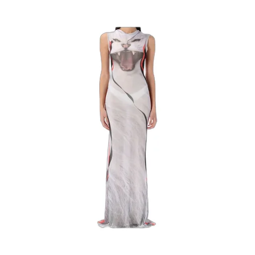 Mesh Graphic Maxi Dress