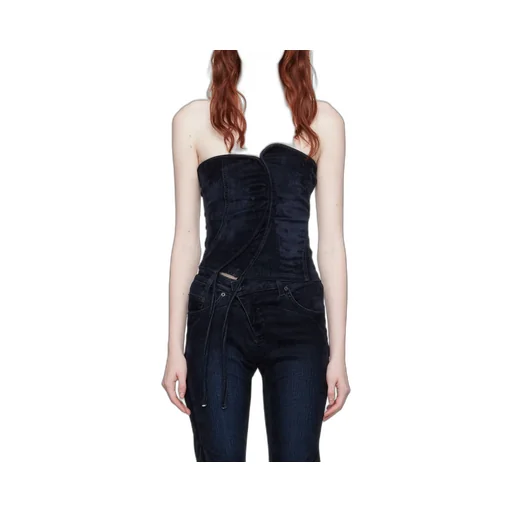 Logo-Patch Panelled Denim Corset