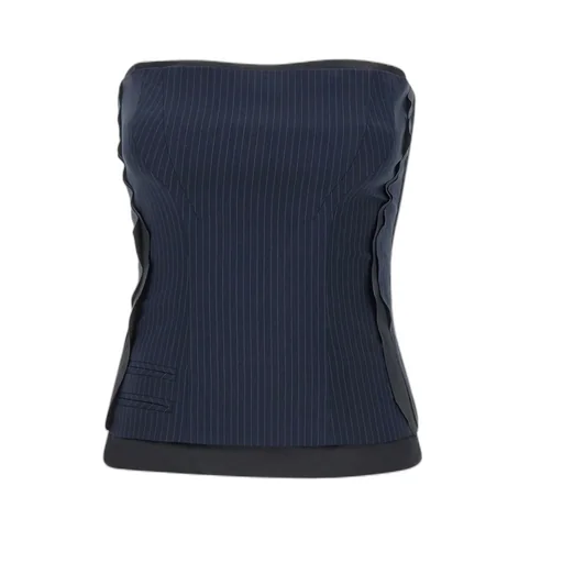 Strapless Pinstripe Bustier Top