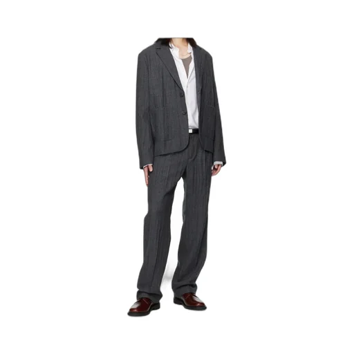 Textured Straight-Leg Trousers