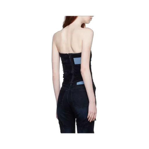 Logo-Patch Panelled Denim Corset