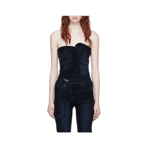 Logo-Patch Panelled Denim Corset