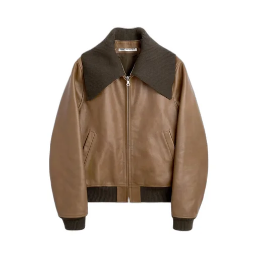 Long-Sleeved Leather Jacket