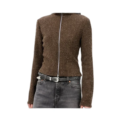 Slim Zip Long-Sleeved Cardigan