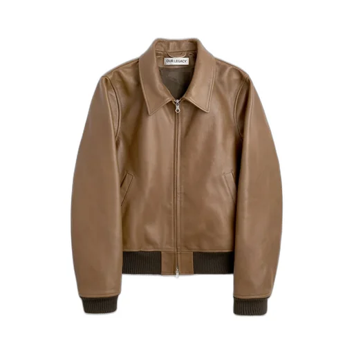 Long-Sleeved Leather Jacket