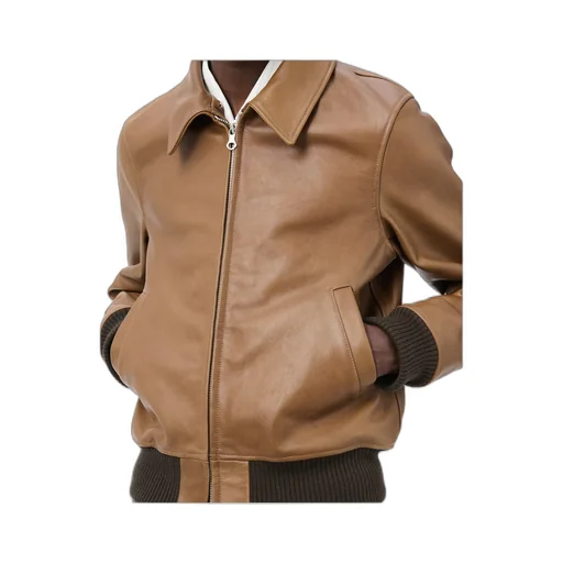 Long-Sleeved Leather Jacket