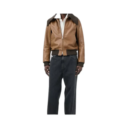 Long-Sleeved Leather Jacket